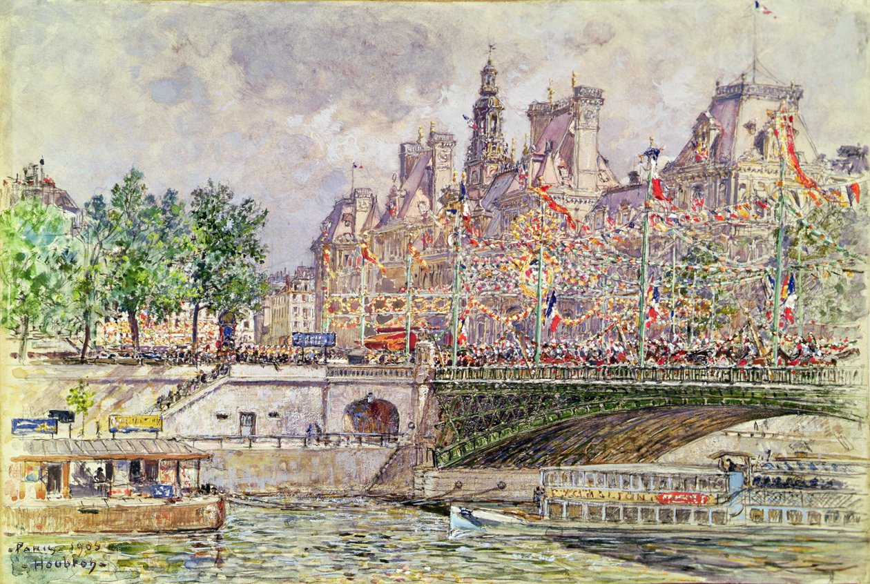 Plac Ratuszowy, Paryż, 14 lipca 1905 autorstwa Frederic Anatole Houbron