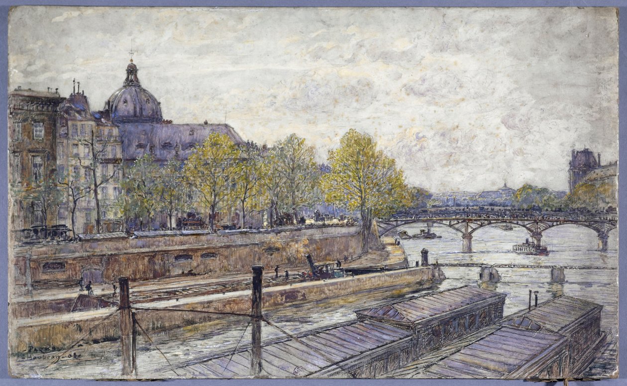 Quai Conti i Pont des Arts autorstwa Frederic Anatole Houbron