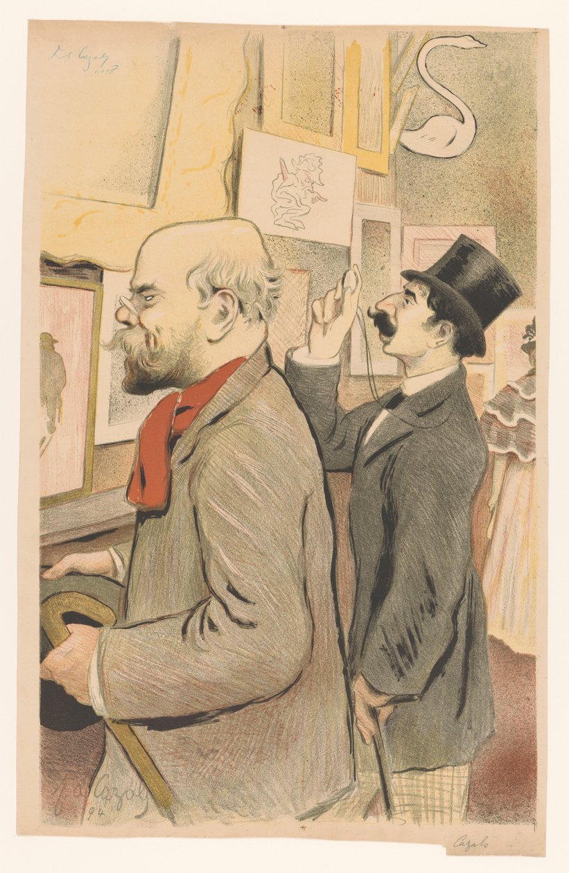 Verlaine i nieznany mężczyzna patrzący na odciski autorstwa Frederic Auguste Cazals