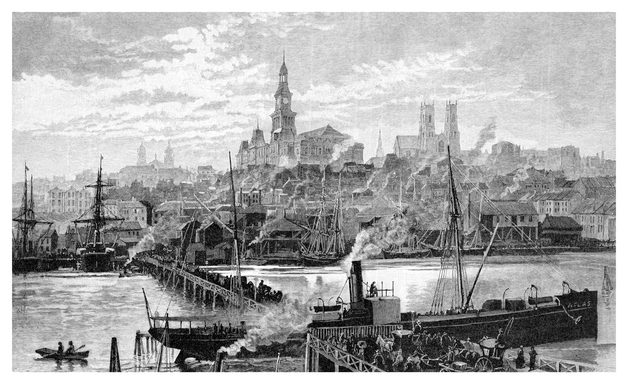 Darling harbour, z Pyrmont, Sydney, Nowa Południowa Walia, Australia, 1886. autorstwa Frederic B. Schell