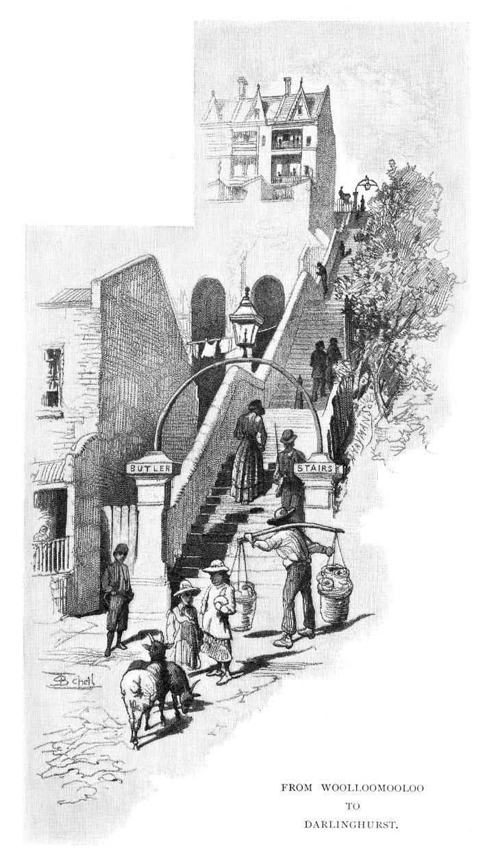 Od Woolloomooloo do Darlinghurst, Sydney, Nowa Południowa Walia, Australia, 1886. autorstwa Frederic B. Schell