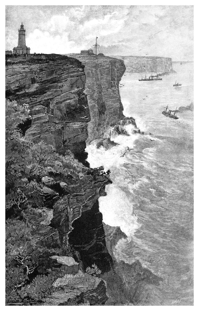 Sydney Heads z południa, Nowa Południowa Walia, Australia, 1886. autorstwa Frederic B. Schell