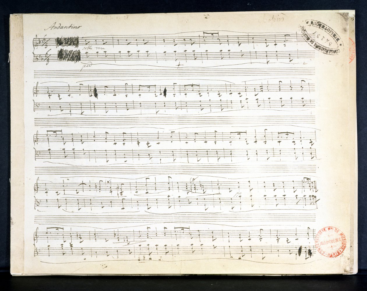Faksymile partytury „Ballady numer 2 w F” autorstwa Frederic Chopin