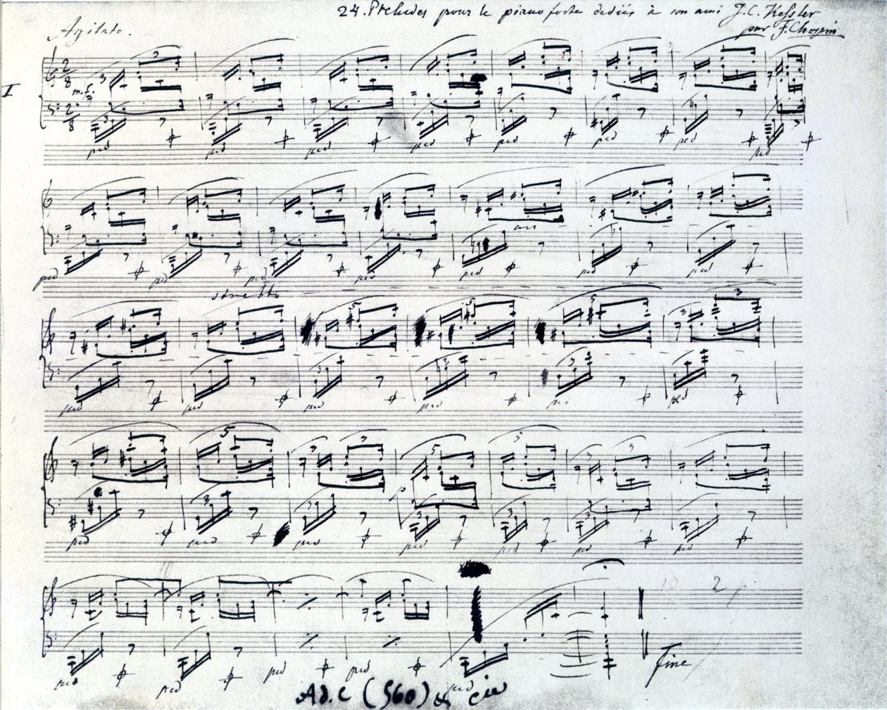Nuty do Preludium I na fortepian Fryderyka Chopina (1810 - 1849), polskiego kompozytora. autorstwa Frederic Chopin