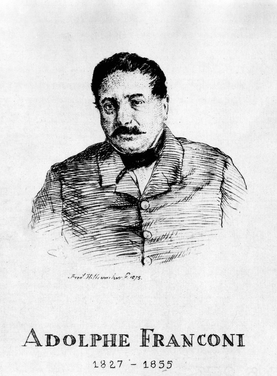 Cyrk: Eau forte autorstwa Frédérica Hillemachera, portret Adolphe Franconi (1827-1855) - w „Cyrku Franconi”. autorstwa Frederic Desire Hillemacher