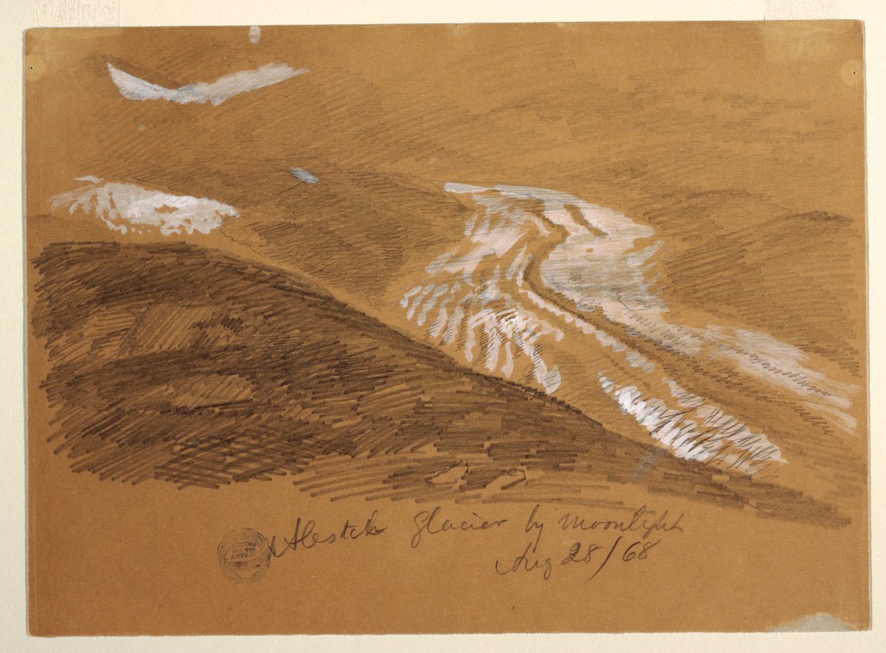 Lodowiec Aletsch przy świetle księżyca, Alpy Berneńskie, Szwajcaria autorstwa Frederic Edwin Church