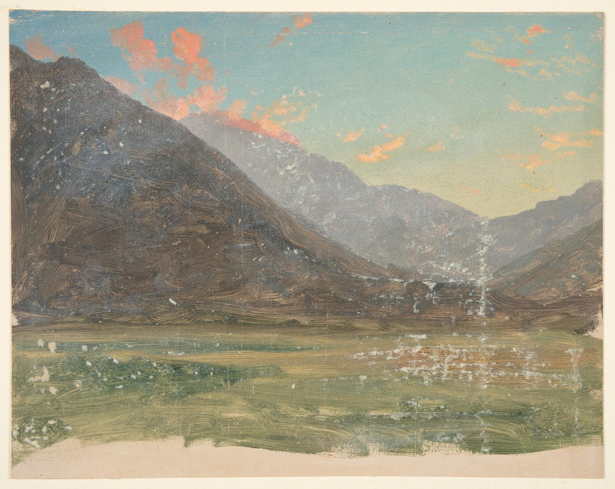 Głęboka dolina, z chmurami oświetlonymi zachodem słońca autorstwa Frederic Edwin Church
