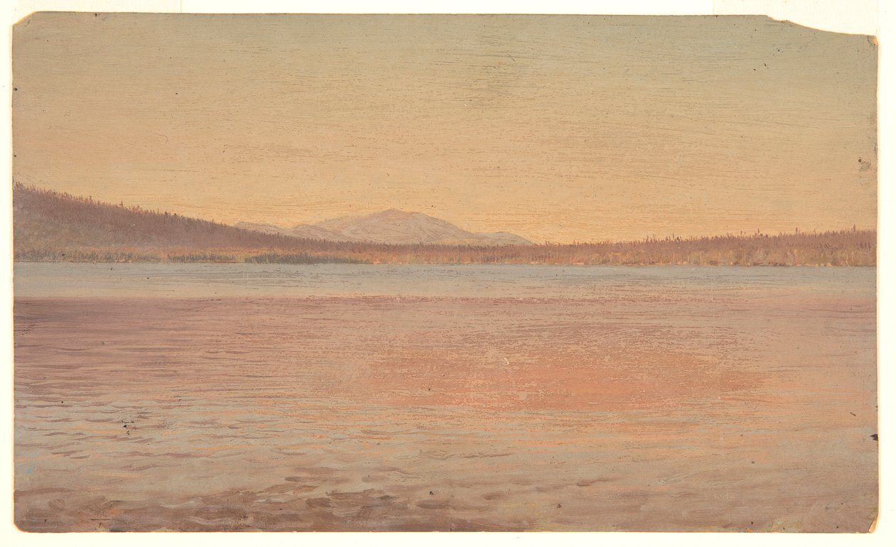 Odległy widok na góry Katahdin i podróżnika z jeziora Millinocket autorstwa Frederic Edwin Church