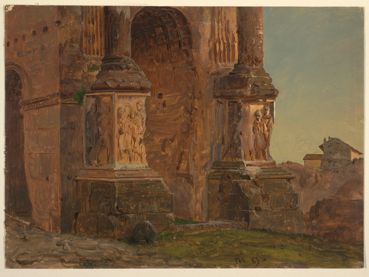 Rysunek, Łuk Septymiusza Sewera, Rzym, luty 1869 r. autorstwa Frederic Edwin Church