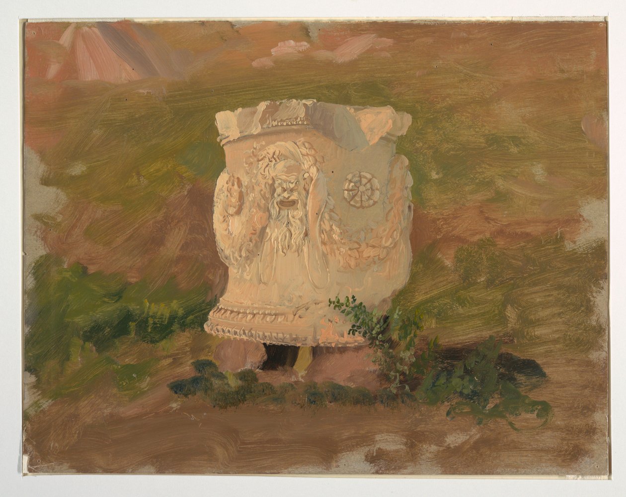 Rysunek, Ateny, rzeźba w teatrze Dionizosa, kwiecień 1869 r. autorstwa Frederic Edwin Church