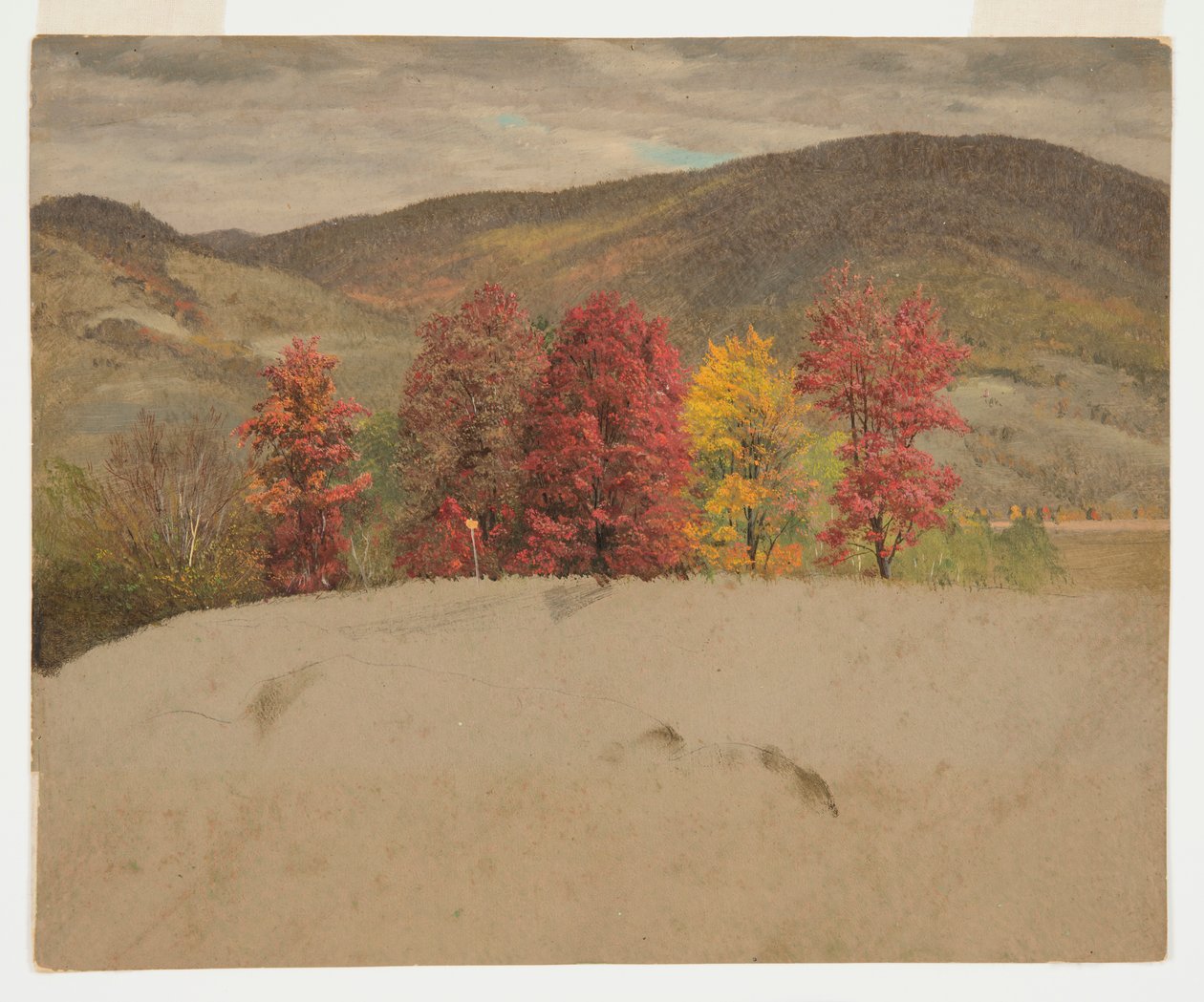 Rysunek, Jesienny krajobraz w Nowej Anglii, prawdopodobnie październik 1865 r. autorstwa Frederic Edwin Church