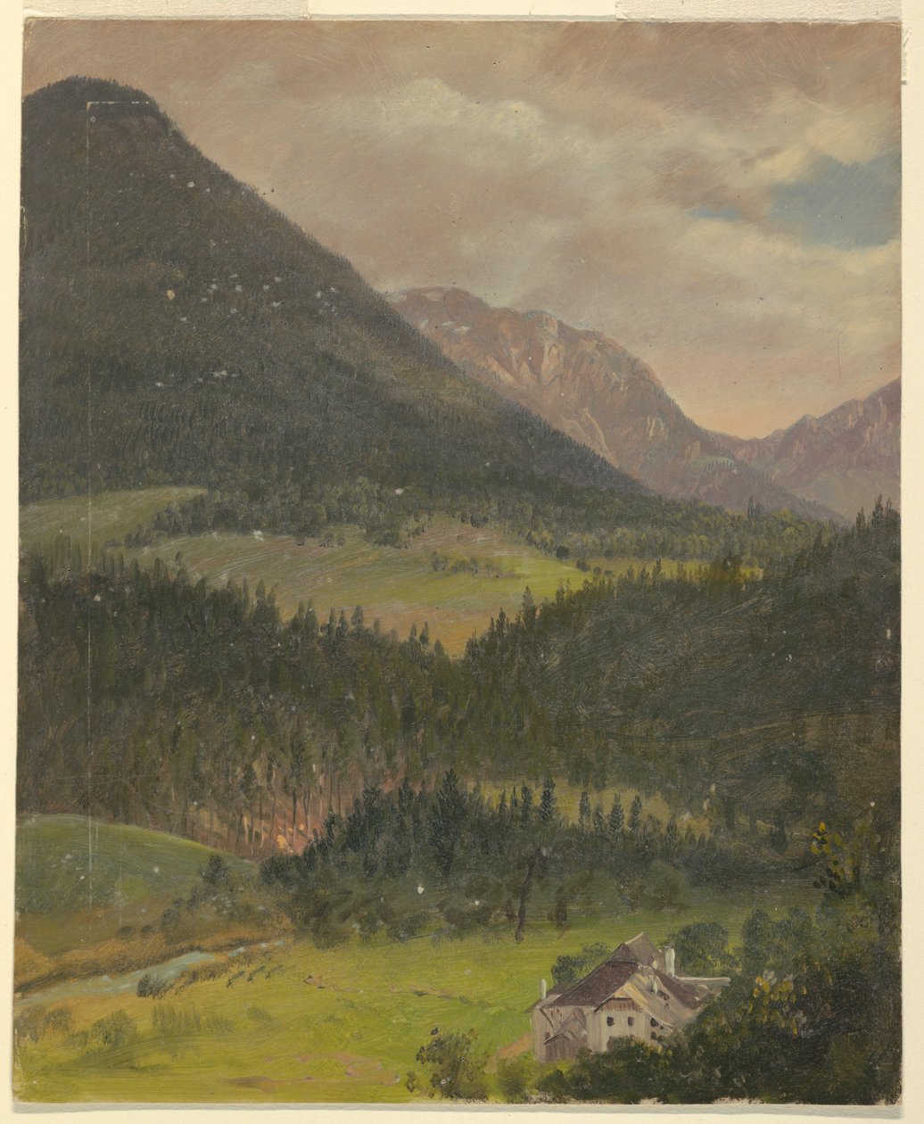 Rysunek, krajobraz Alp Bawarskich, 1868 r. autorstwa Frederic Edwin Church