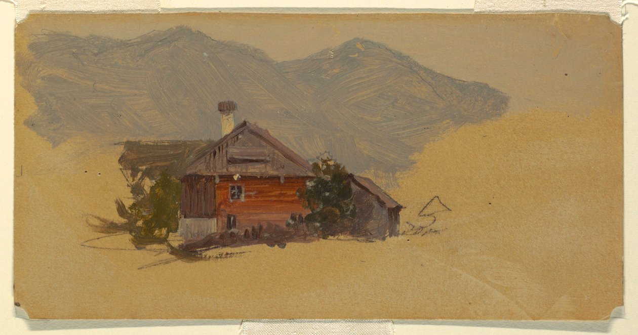 Rysunek, Berchtesgaden, dom chłopski, 1868 r. autorstwa Frederic Edwin Church