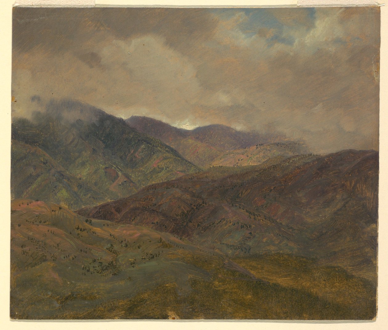 Rysunek, Niebieskie wzgórza i szare chmury, Jamajka, maj-sierpień 1865 r. autorstwa Frederic Edwin Church