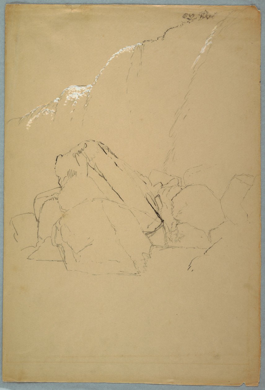 Rysunek, Głazy, Bank Kanadyjski, 1858 r. autorstwa Frederic Edwin Church