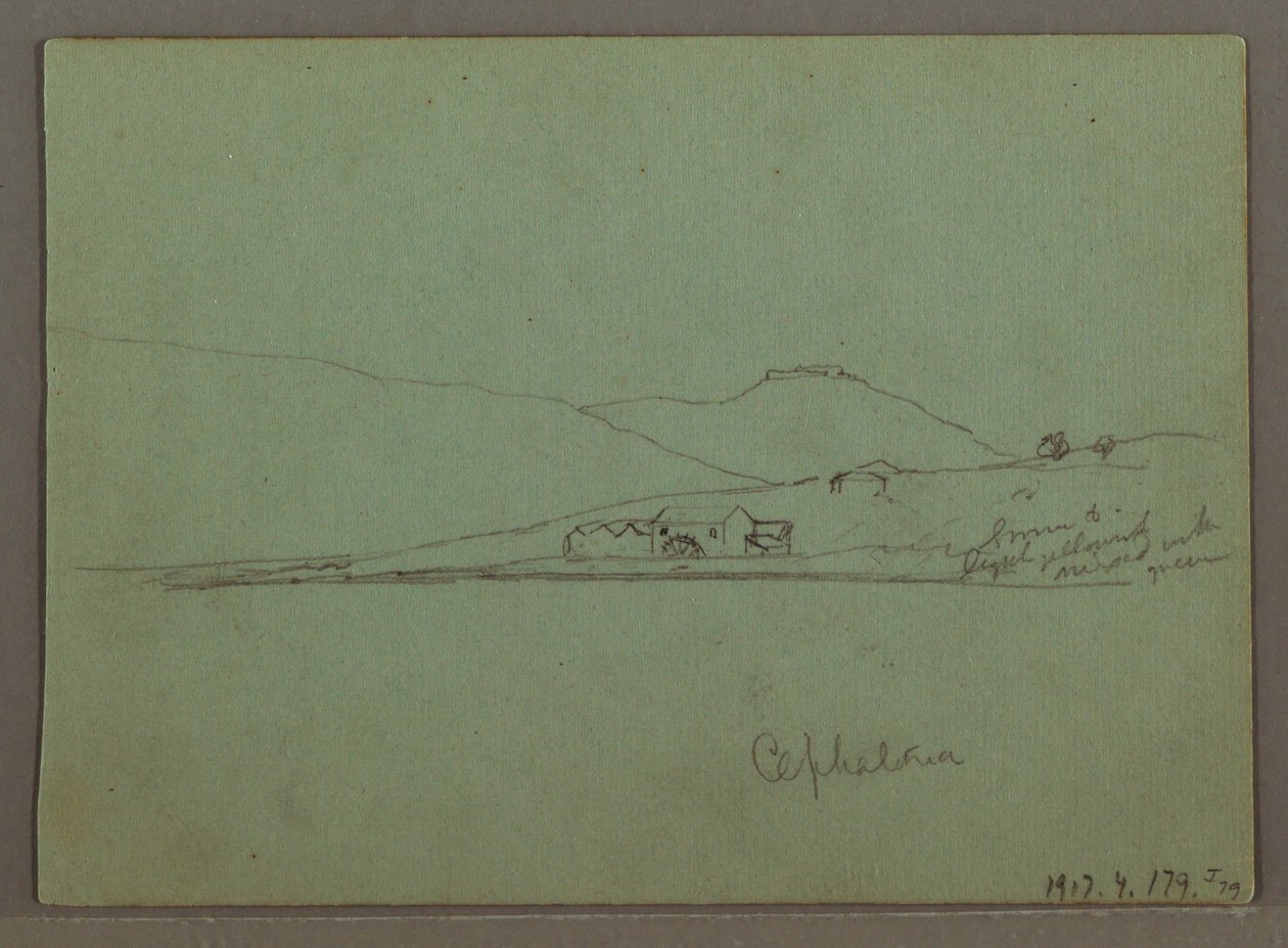 Rysunek, Kefalonia, Grecja, kwiecień 1869 r. autorstwa Frederic Edwin Church