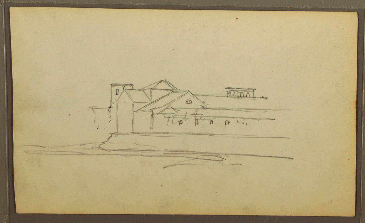 Rysunek, Kościół, wieże; Verso: Postacie w kajaku, Szkice botaniczne, 1857 autorstwa Frederic Edwin Church