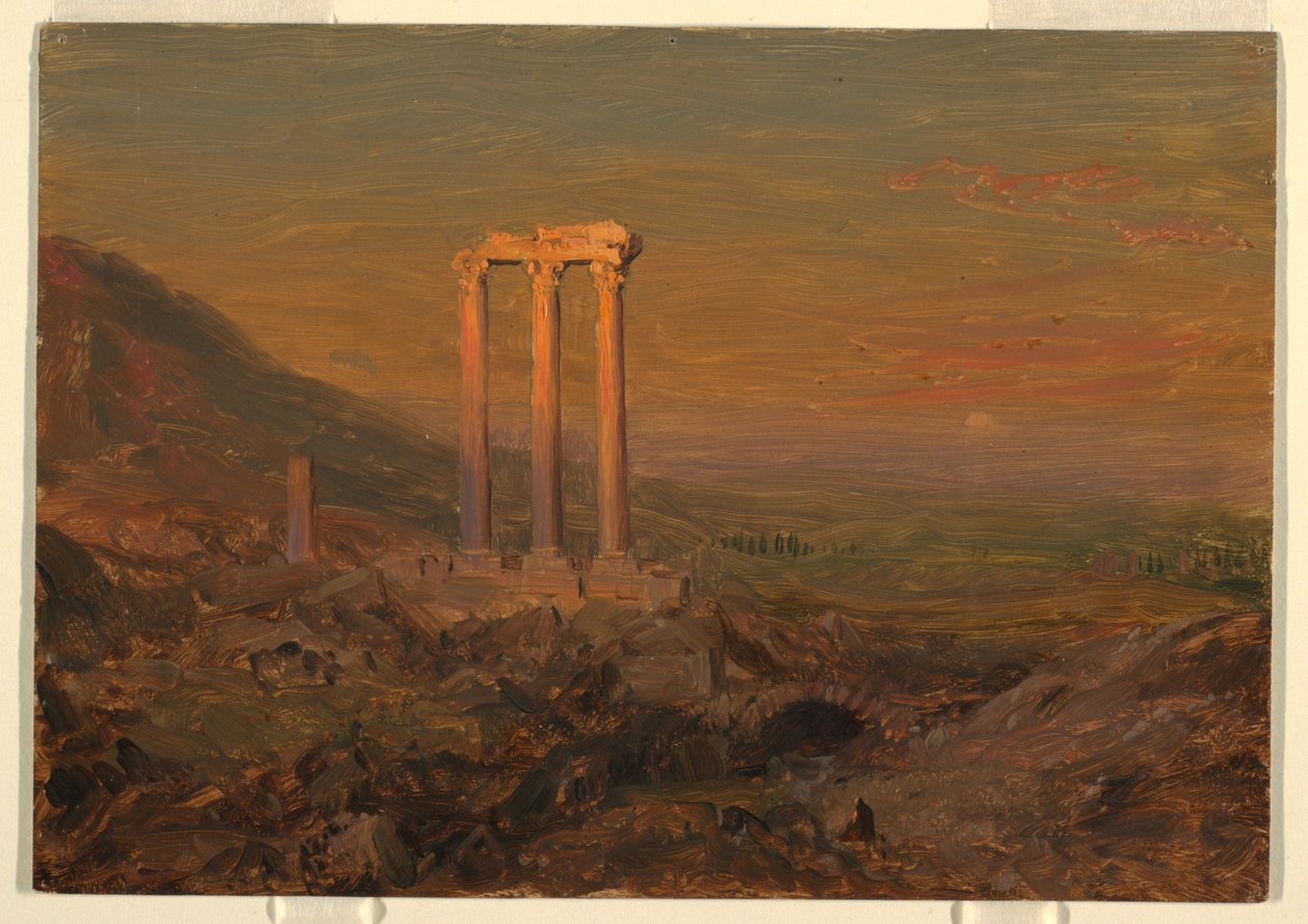 Rysunek, klasyczne ruiny, Syria, maj 1868 r. autorstwa Frederic Edwin Church