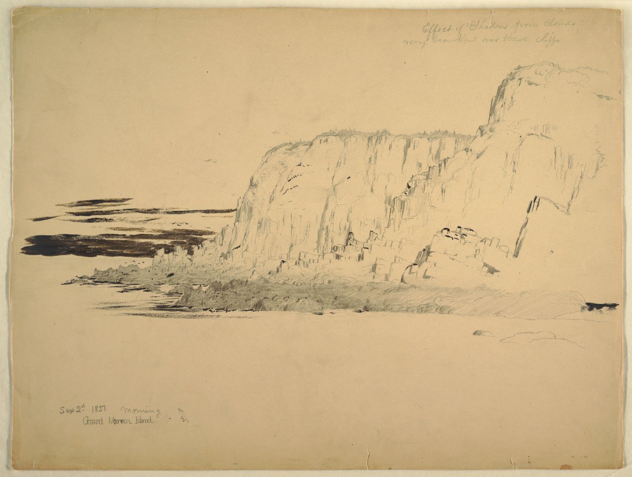 Rysunek, Cliffs, wrzesień 1851 r. autorstwa Frederic Edwin Church
