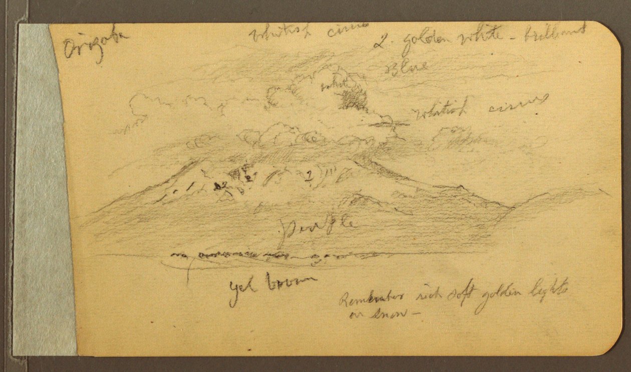 Rysunek, Góry pokryte chmurami, 1889 r. autorstwa Frederic Edwin Church
