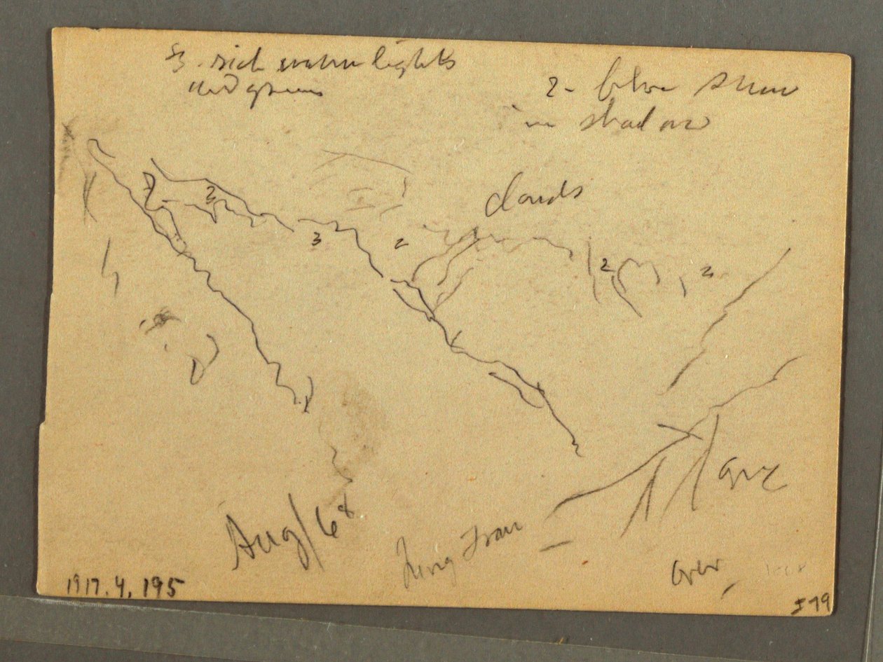 Rysunek, Jungfrau w chmurach, Interlaken, Szwajcaria, sierpień 1868 r. autorstwa Frederic Edwin Church