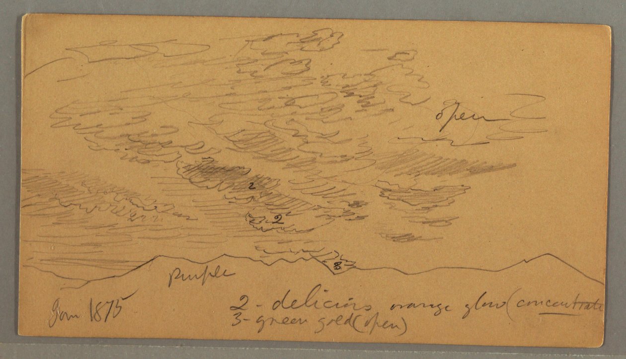 Rysunek, Chmura nad wzgórzami, styczeń 1875 r. autorstwa Frederic Edwin Church