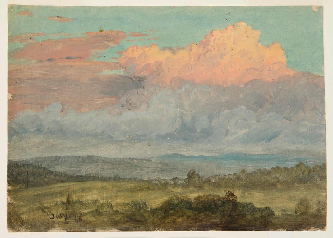 Rysunek, Chmury, dolina Hudson, Nowy Jork, lipiec 1866 r. autorstwa Frederic Edwin Church