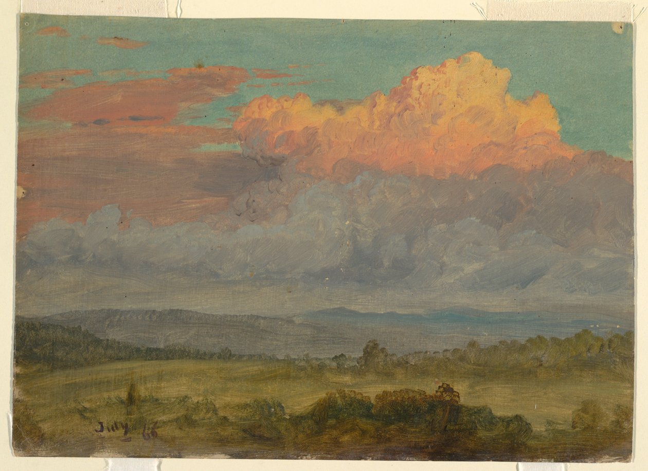 Rysunek, Chmury, dolina Hudson, Nowy Jork, lipiec 1866 r. autorstwa Frederic Edwin Church
