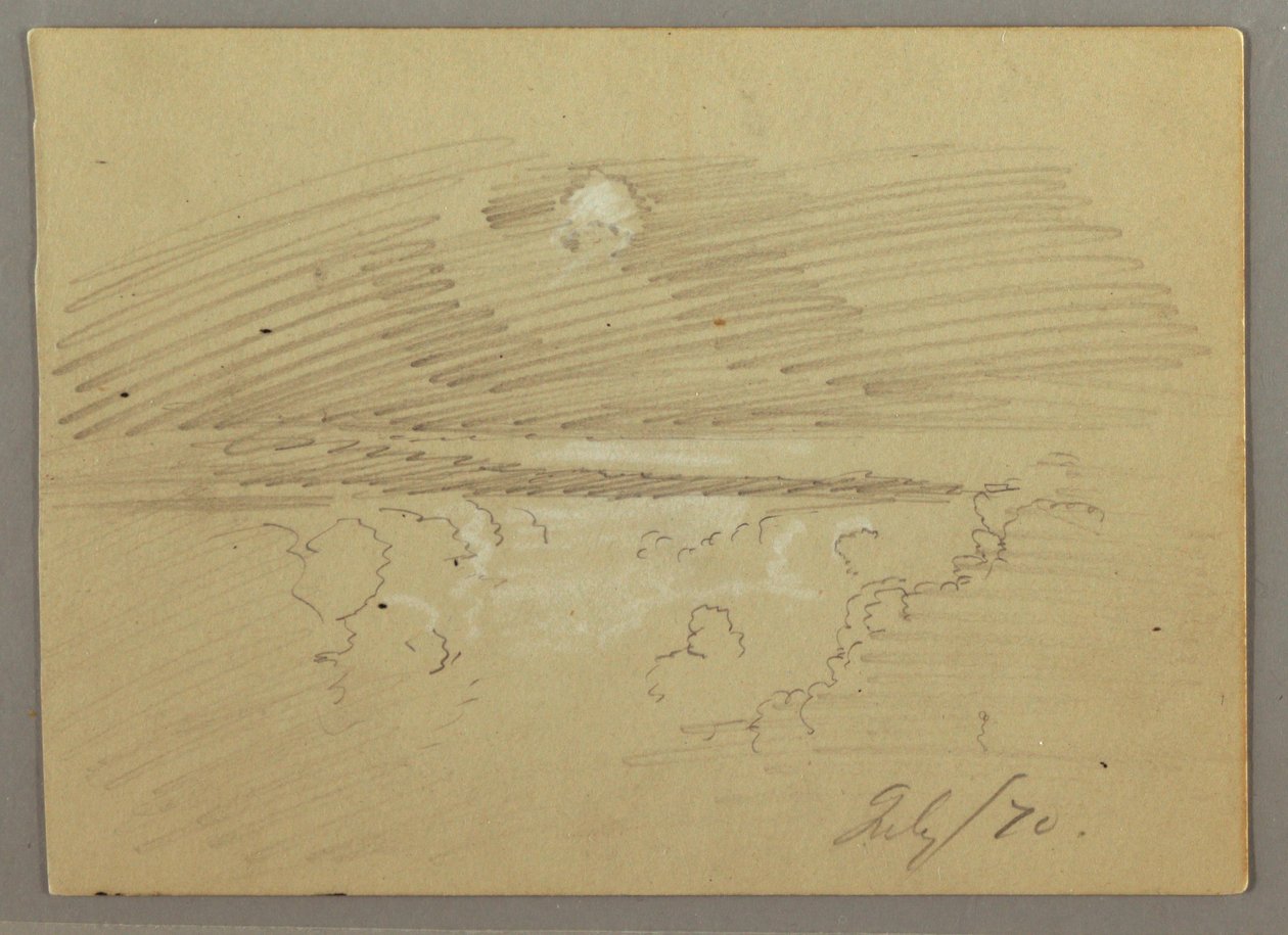 Rysunek, pochmurne niebo, lipiec 1870 r. autorstwa Frederic Edwin Church