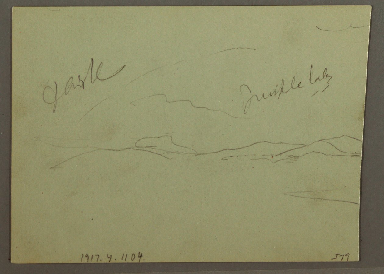 Rysunek, pochmurne niebo, zbocze wzgórza, 1870 r. autorstwa Frederic Edwin Church