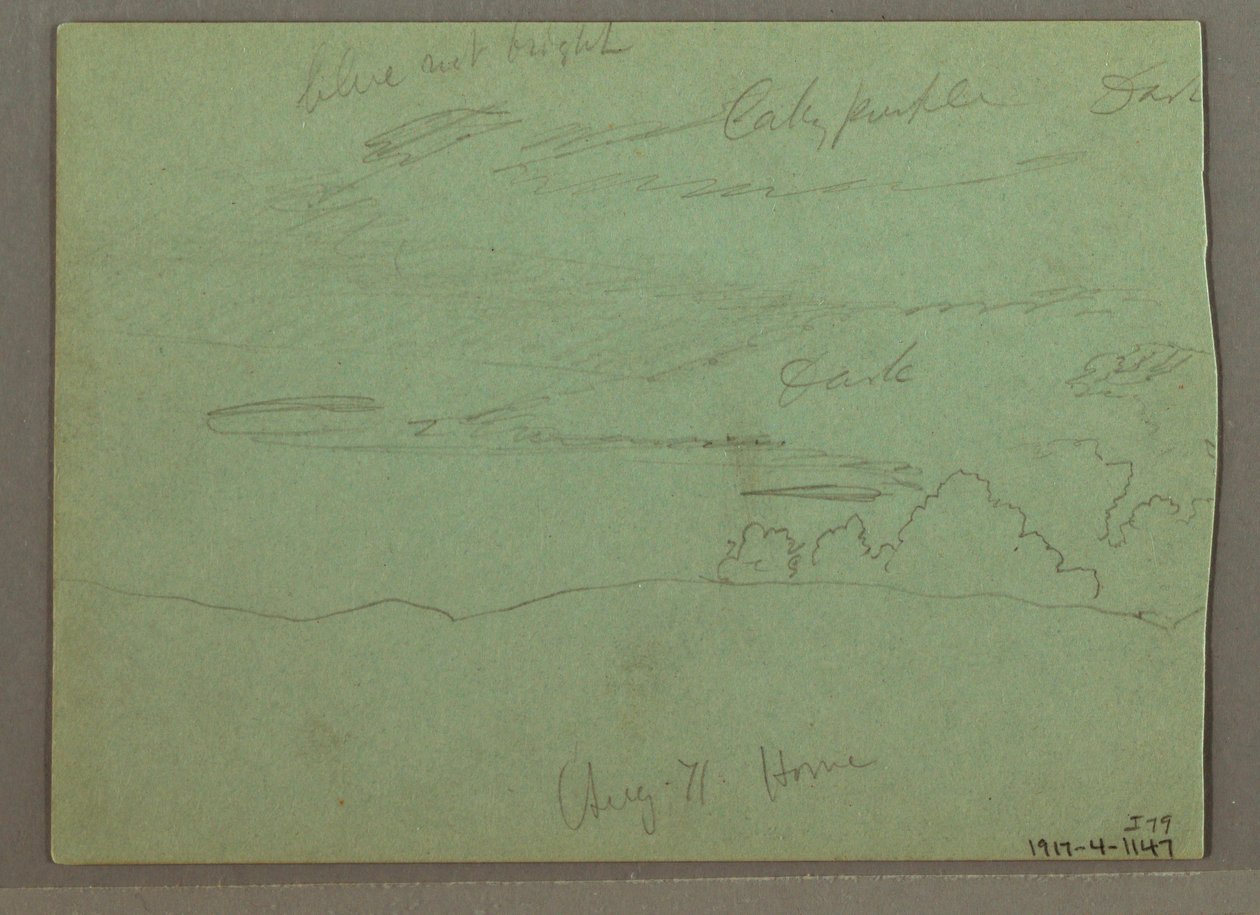 Rysunek, pochmurne niebo nad grzbietem, sierpień 1871 r. autorstwa Frederic Edwin Church
