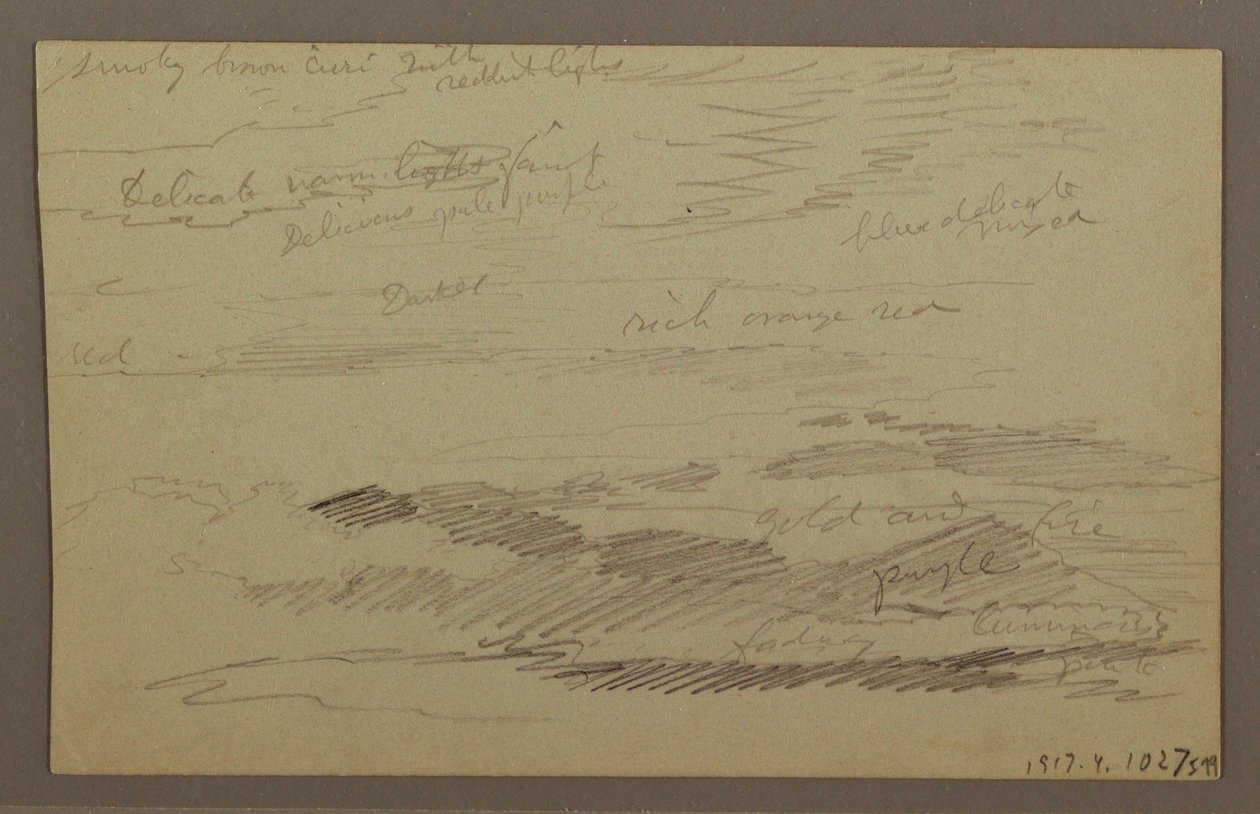 Rysunek, Zachmurzone niebo, prawdopodobnie lata 60. XIX wieku autorstwa Frederic Edwin Church