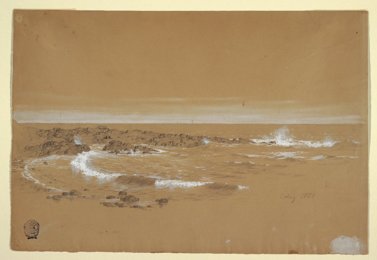 Rysunek, linia brzegowa, Grand Manan, Kanada, sierpień 1851 r. autorstwa Frederic Edwin Church