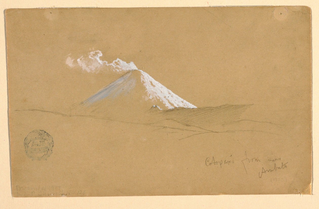 Rysunek, Cotopaxi z okolic Ambato, Ekwador, 1853 r. autorstwa Frederic Edwin Church