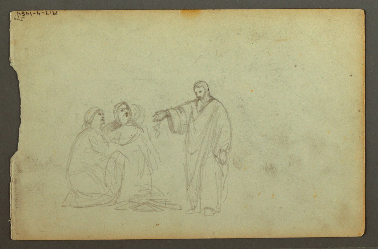 Rysunek, kryty wóz, trzy studia kobiety, prawdopodobnie 1868 r. autorstwa Frederic Edwin Church