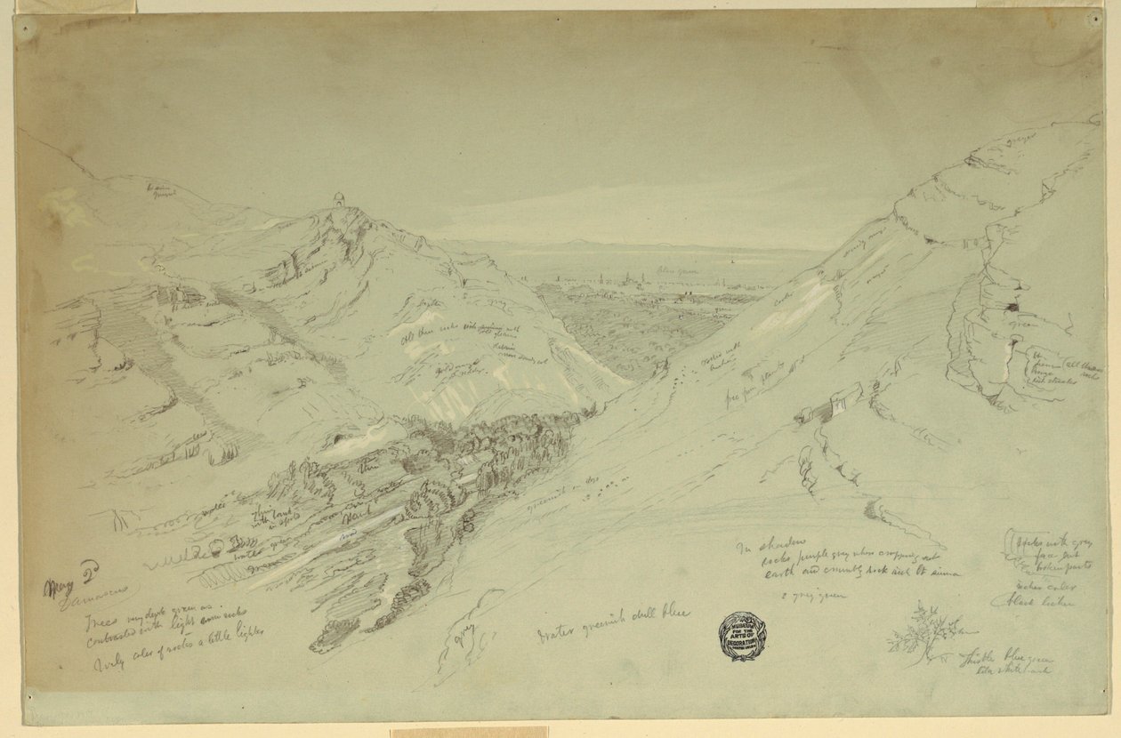 Rysunek, Odległy widok Damaszku, Syria, 2 maja 1868 r. autorstwa Frederic Edwin Church