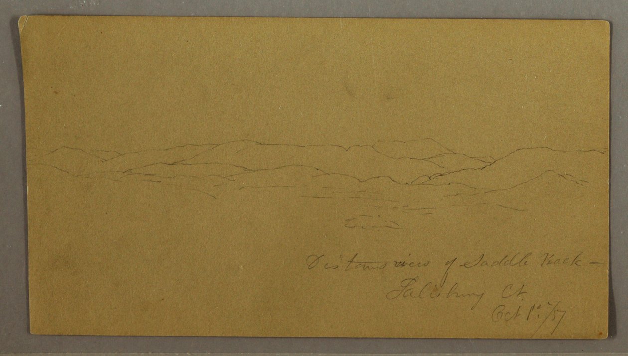 Rysunek, Odległy widok na górę Saddleback, Maine, 1 października 1867 r. autorstwa Frederic Edwin Church