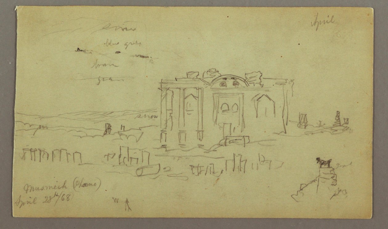 Rysunek, fasada Parrelorium, 28 kwietnia 1868 r. autorstwa Frederic Edwin Church