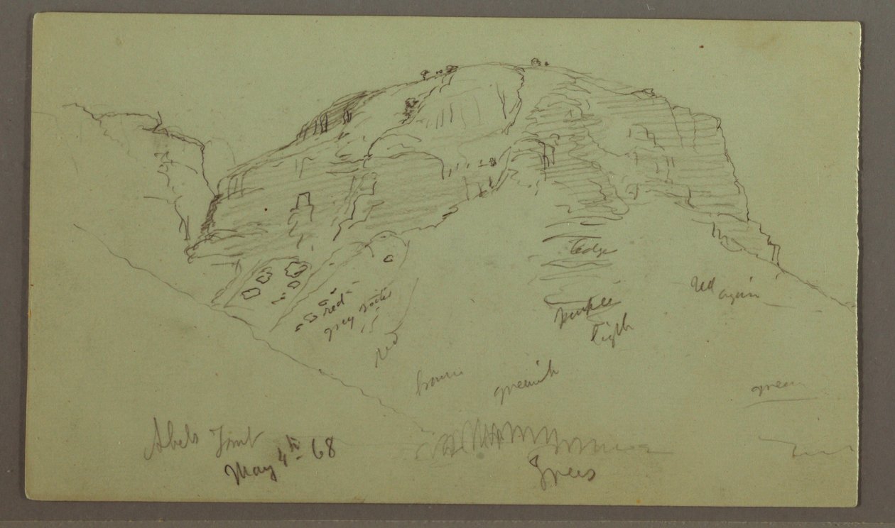 Rysunek, Flat Rocky hill, 4 maja 1868 r. autorstwa Frederic Edwin Church