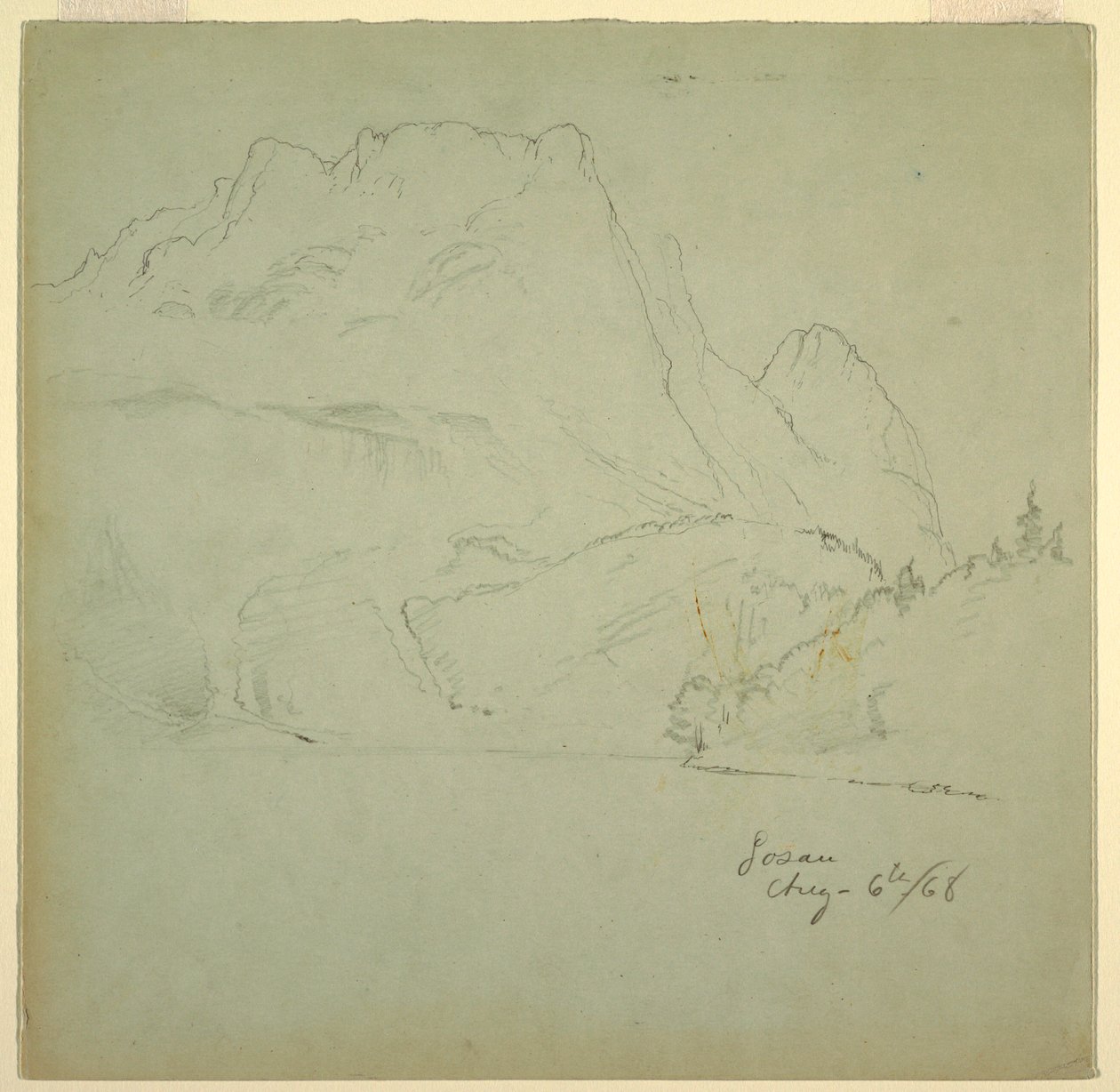 Rysunek z jednego z jezior Gosau, Salzkammergut, 6 sierpnia 1868 r. autorstwa Frederic Edwin Church