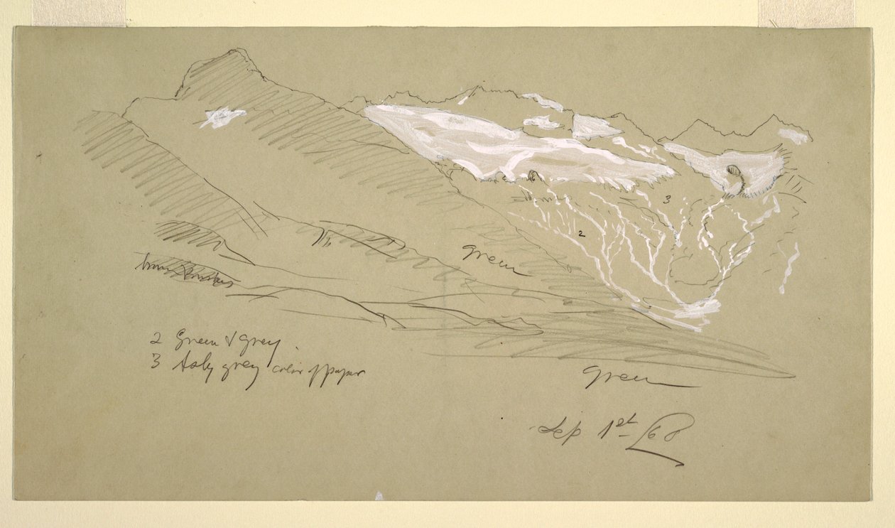 Rysunek z Alp Berneńskich, Bel Arp, sierpień 1868 r. autorstwa Frederic Edwin Church