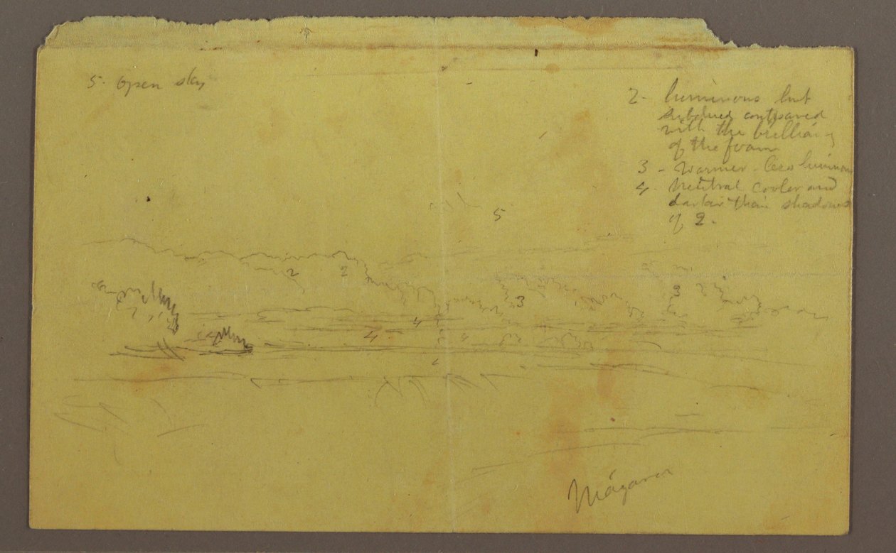 Rysunek, Kozia Wyspa i wodospady kanadyjskie, prawdopodobnie 1856 r. autorstwa Frederic Edwin Church