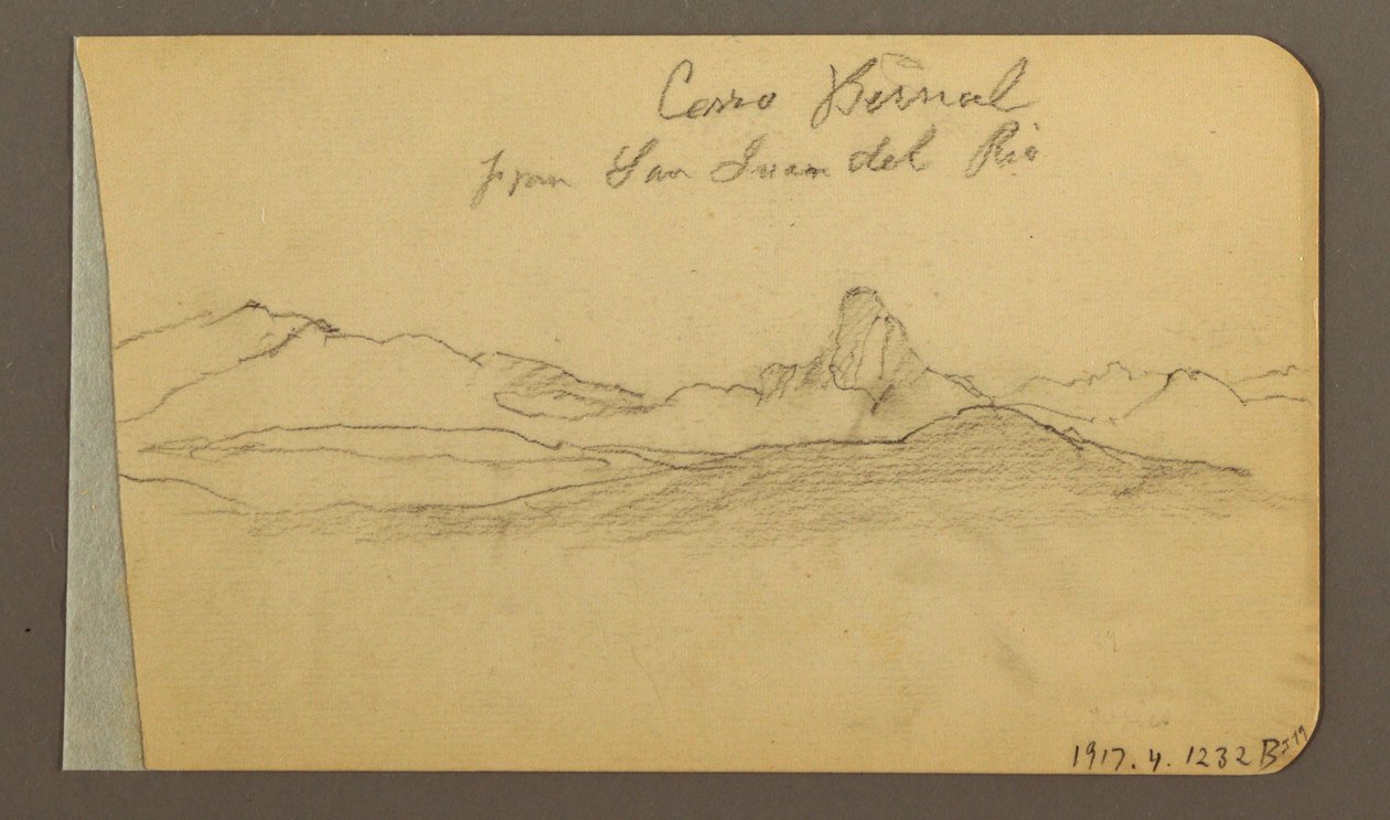 Rysunek, pasma wzgórz i gór, szczyt San Bernal, 1889 r. autorstwa Frederic Edwin Church
