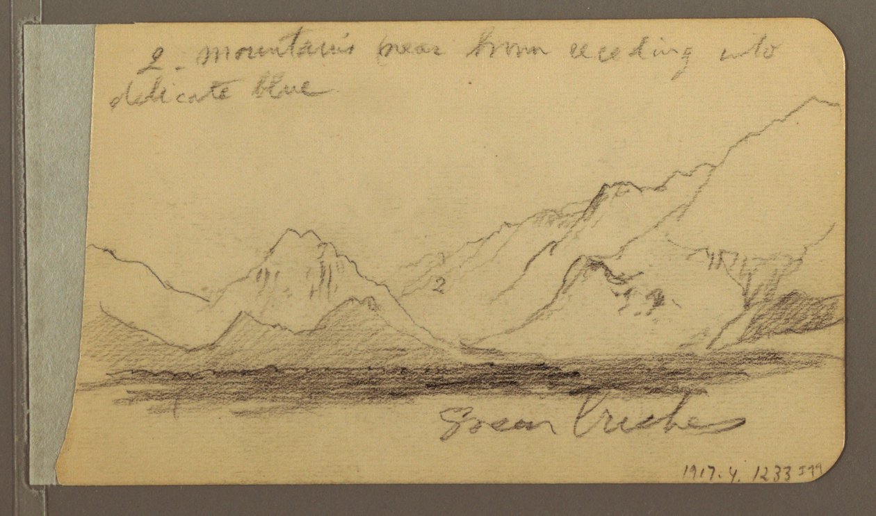 Rysunek, Wzgórza i pasma górskie; Verso: Droga w lesie, 1889 r. autorstwa Frederic Edwin Church