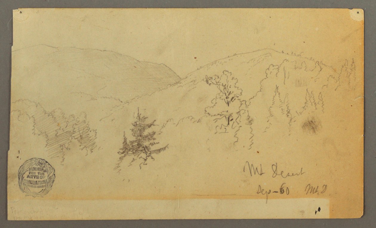 Rysunek, Wzgórza z drzewami, 1860 r. autorstwa Frederic Edwin Church