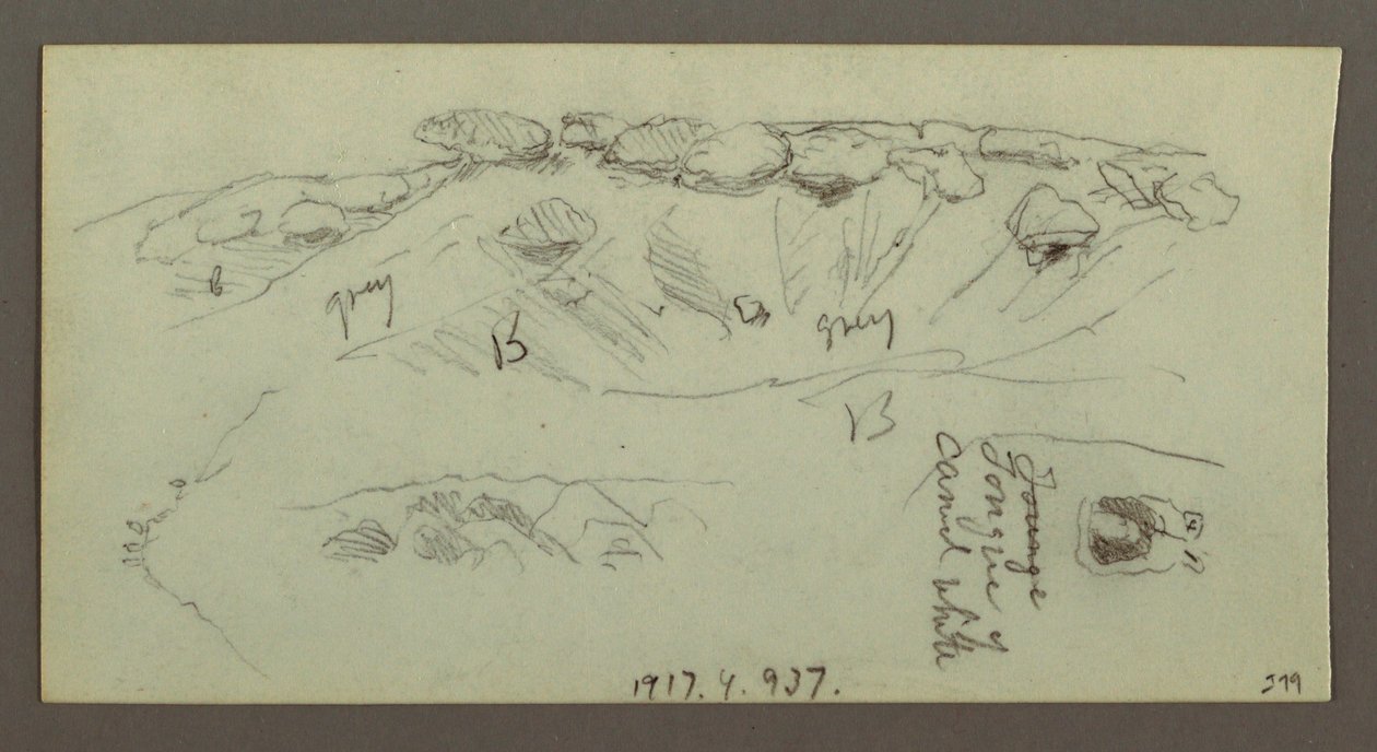 Rysunek, Wzgórza z głazami, prawdopodobnie 1868 r. autorstwa Frederic Edwin Church