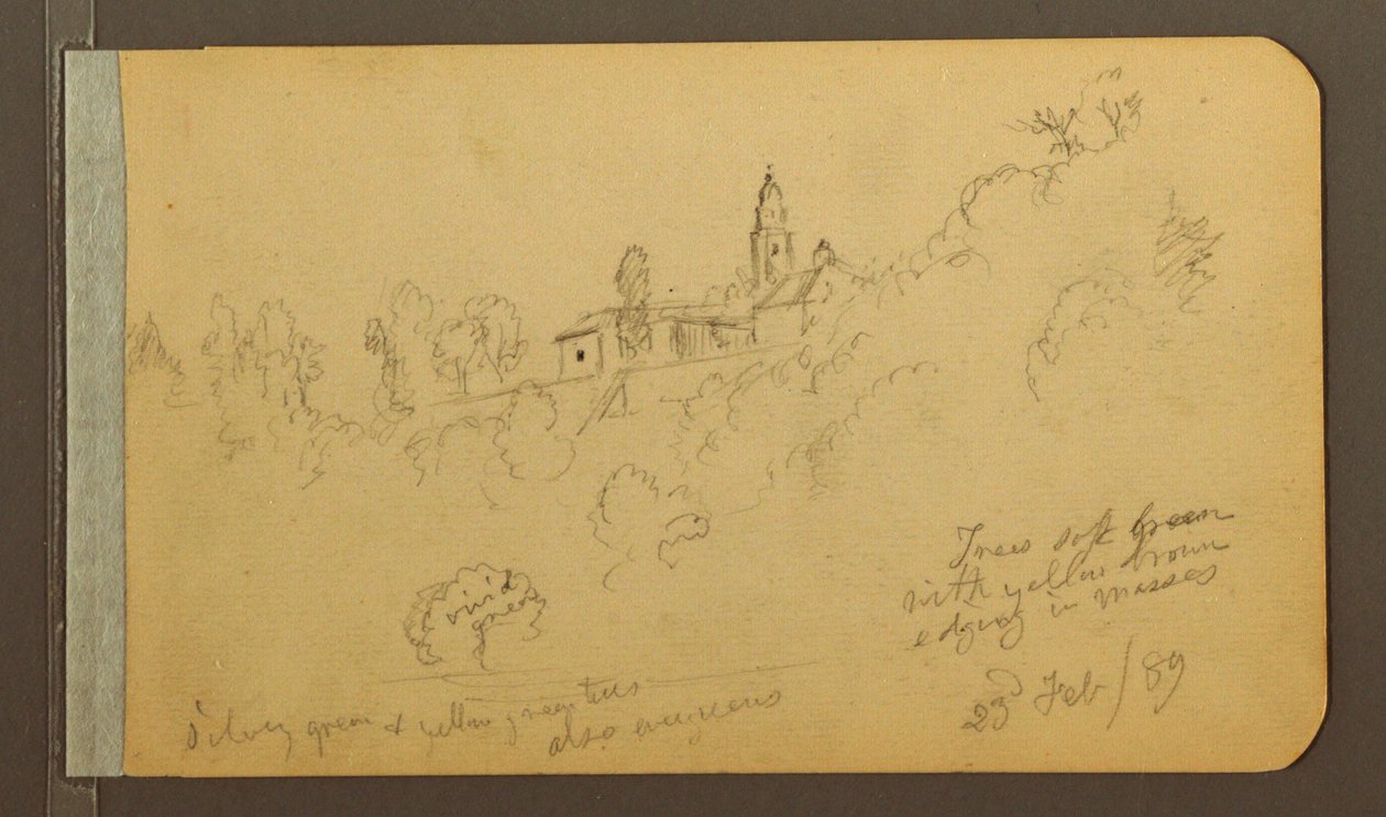 Rysunek, domy, Steeple, 23 lutego 1889 r. autorstwa Frederic Edwin Church