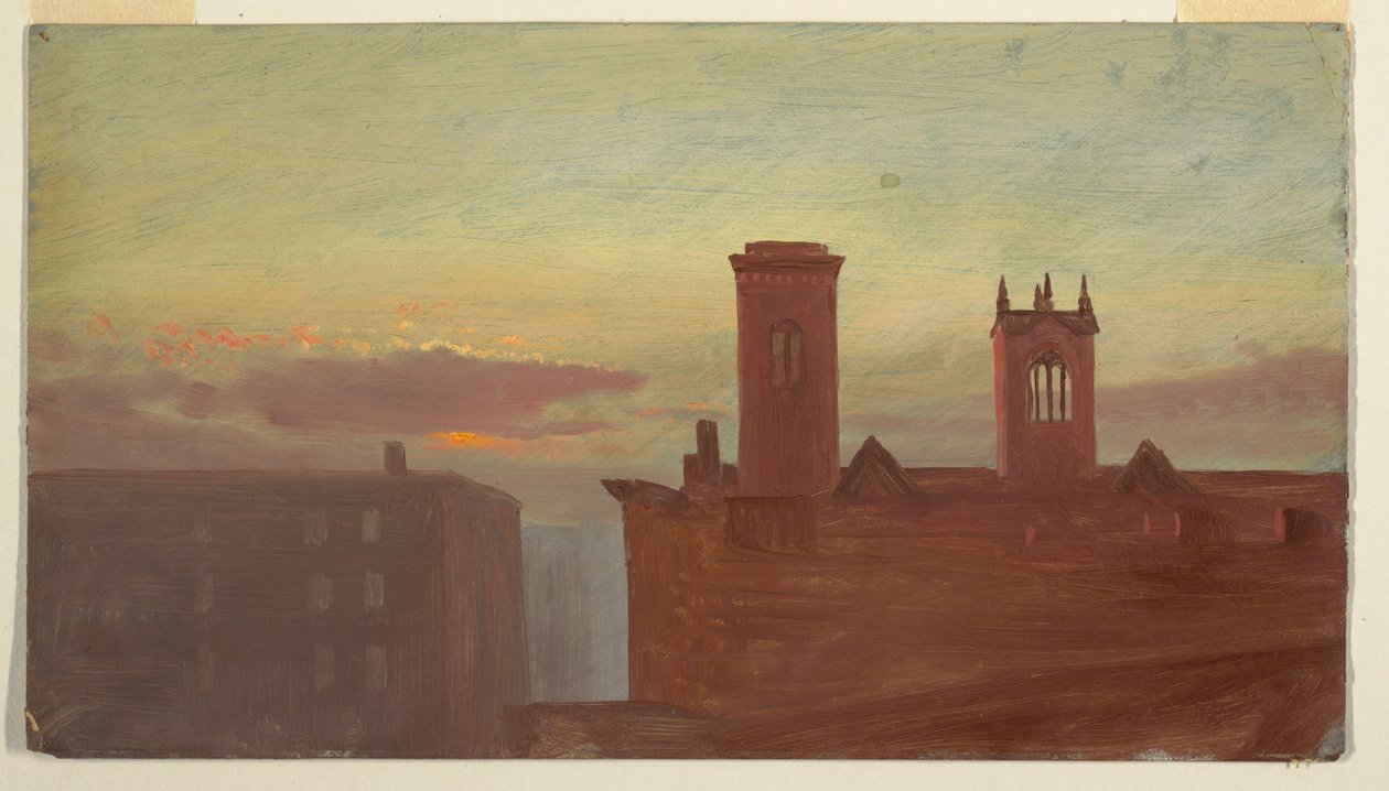 Rysunek, Housetops/Hudson, ok. 1867 r. autorstwa Frederic Edwin Church