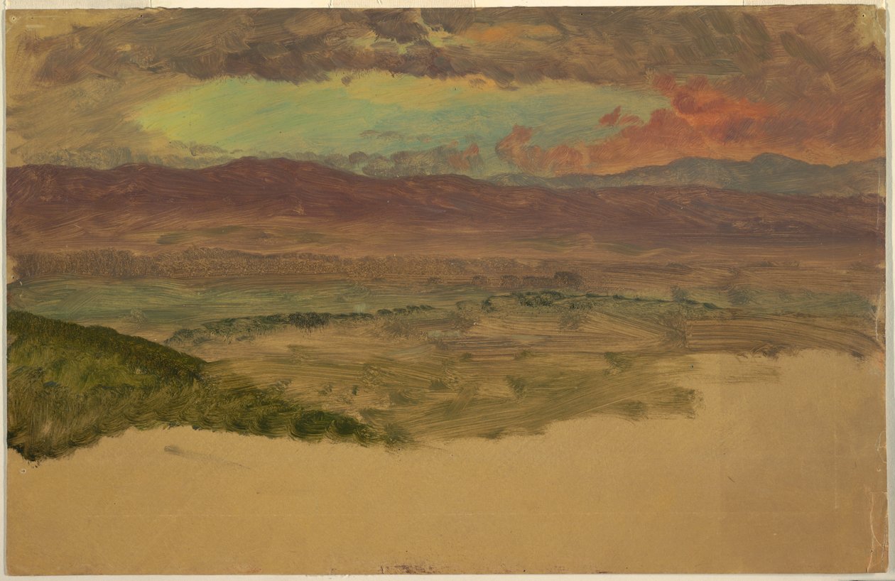 Rysunek, krajobraz doliny Hudson, ok. 1880 r. autorstwa Frederic Edwin Church