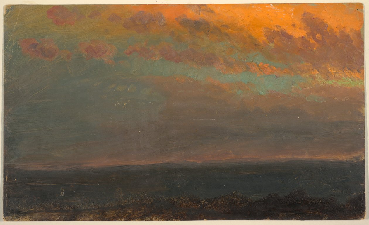 Rysunek, dolina Hudson o zachodzie słońca, 1870-80 autorstwa Frederic Edwin Church